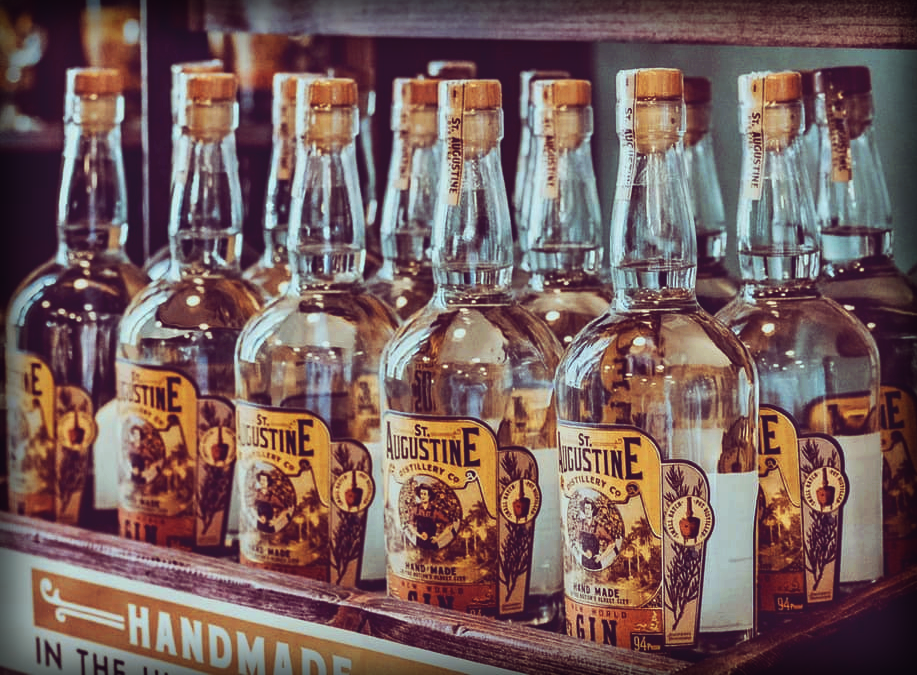 Several bottles of St. Augustine distillery's Gin