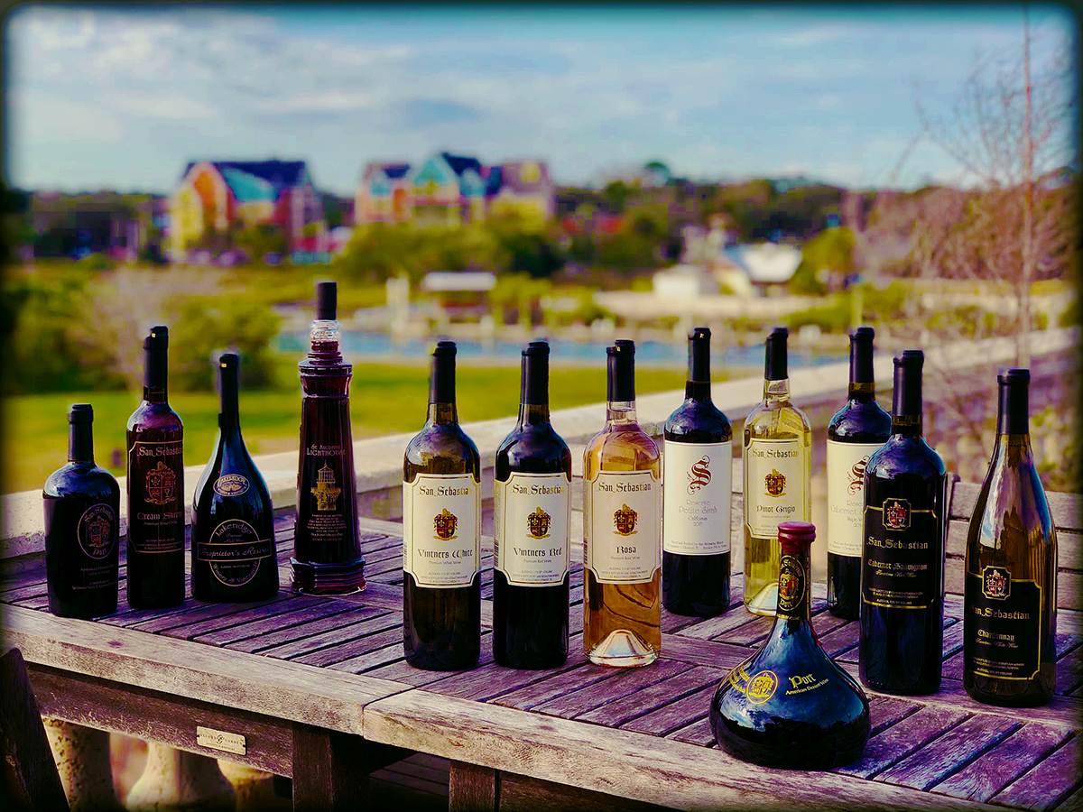 Multiple bottles of The San Sebastian Wines