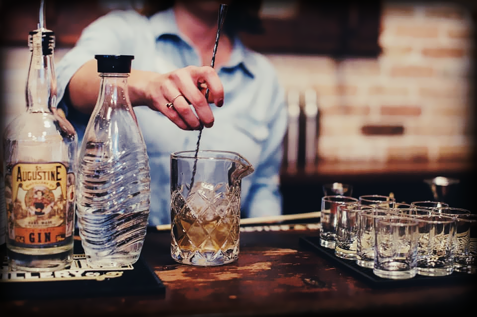 Glimpse of cocktail being made