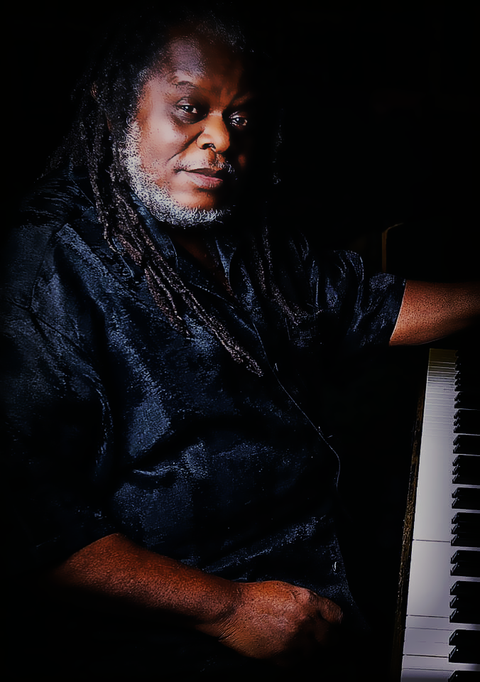 Musician man in front of piano